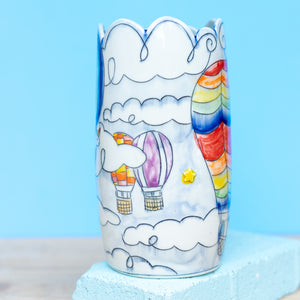 # 3 Unicorn in Hot Air Balloon : Medium Vase