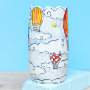 # 3 Unicorn in Hot Air Balloon : Medium Vase
