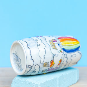 # 3 Unicorn in Hot Air Balloon : Medium Vase