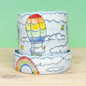 # 12 Unicorn Hot Air Balloon : Small Planter