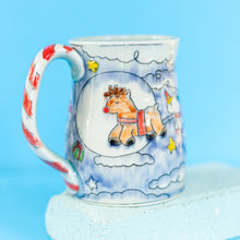 Load image into Gallery viewer, # 42 Santa, Rudolph and Unicorn : Wide Bottom Stein
