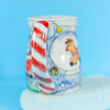 Load image into Gallery viewer, # 42 Santa, Rudolph and Unicorn : Wide Bottom Stein
