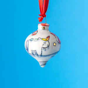 # 72 Unicorn Candyland : Medium bulb Ornament