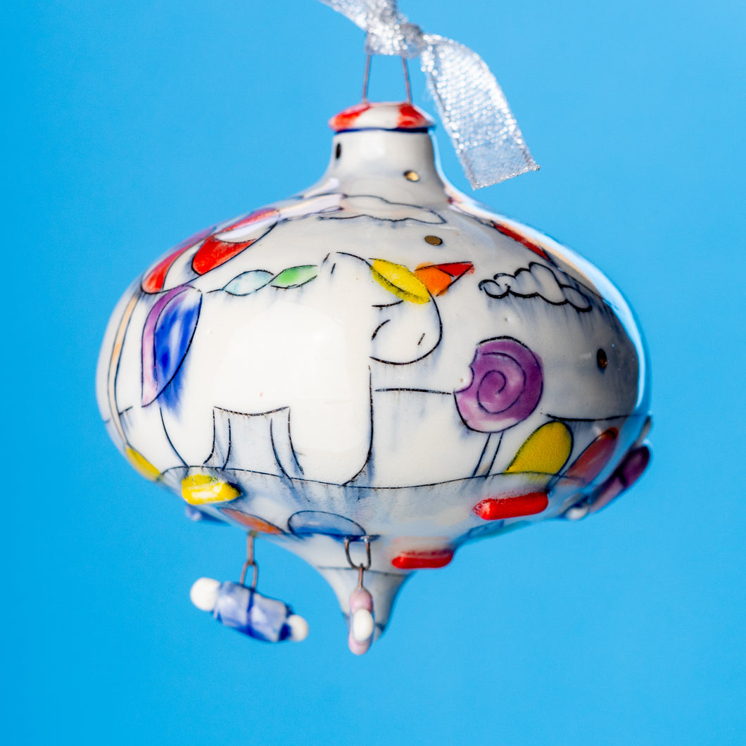 # 90 Candyland Unicorn : Large Bulb Ornament