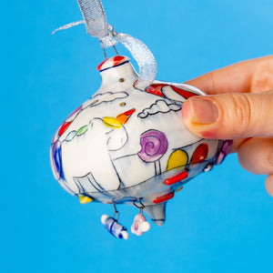 # 90 Candyland Unicorn : Large Bulb Ornament