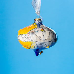 # 92 Unicorn Space Astronaut : Large Bulb Ornament