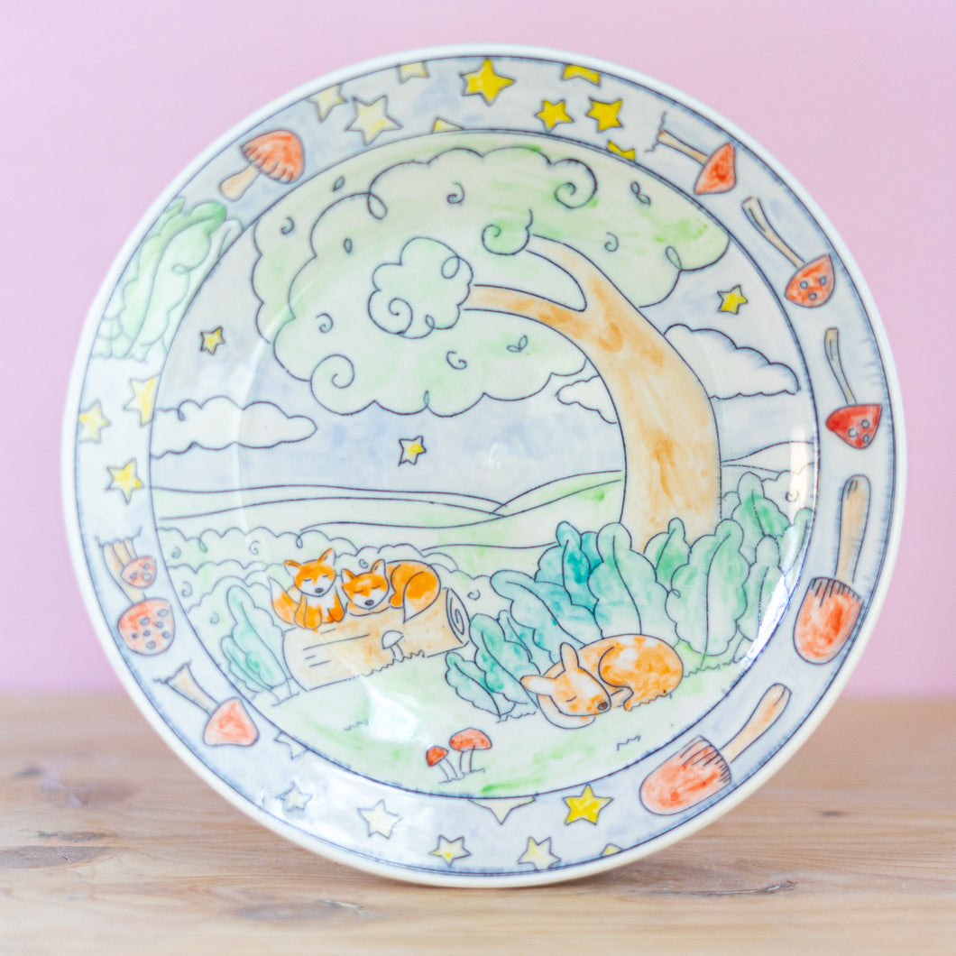 # 23 Fox n Fawn Woodland Creature : Dinner Plate