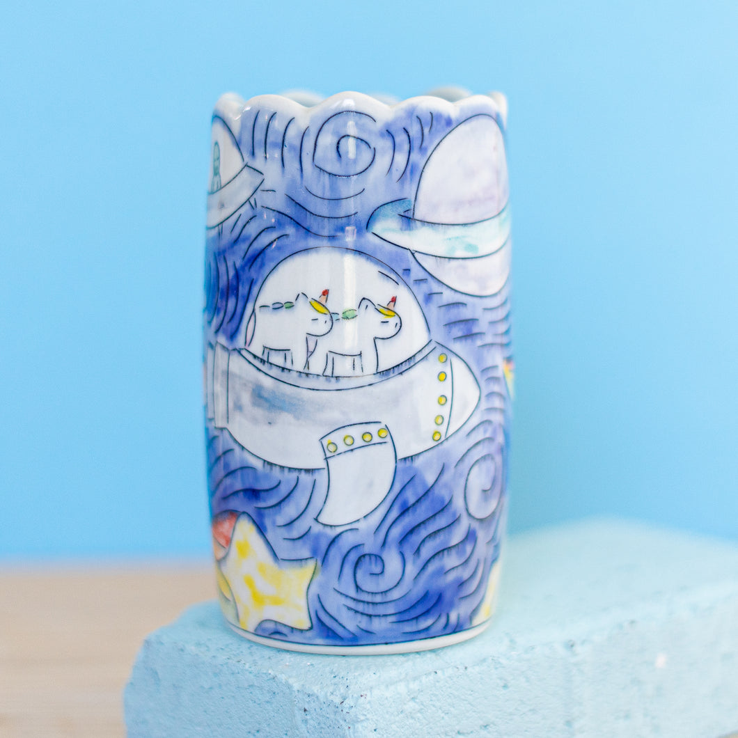 # 11 Unicorn Astronaut in Space : Small Vase